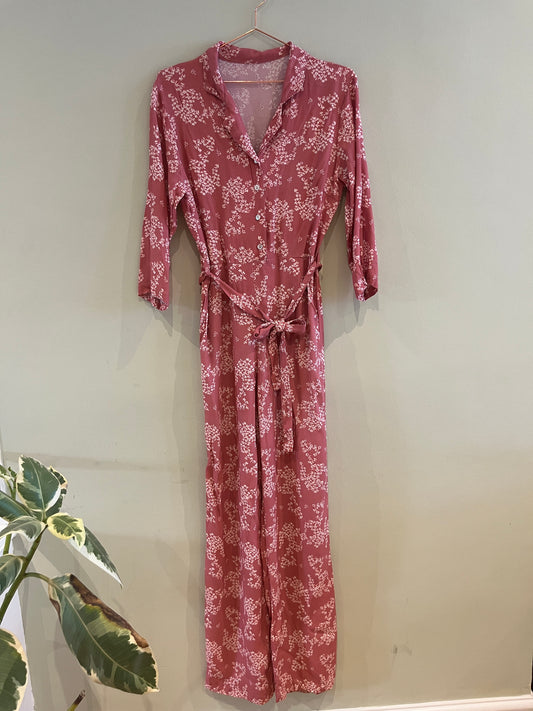 Pink Floral Jumpsuit - Size S