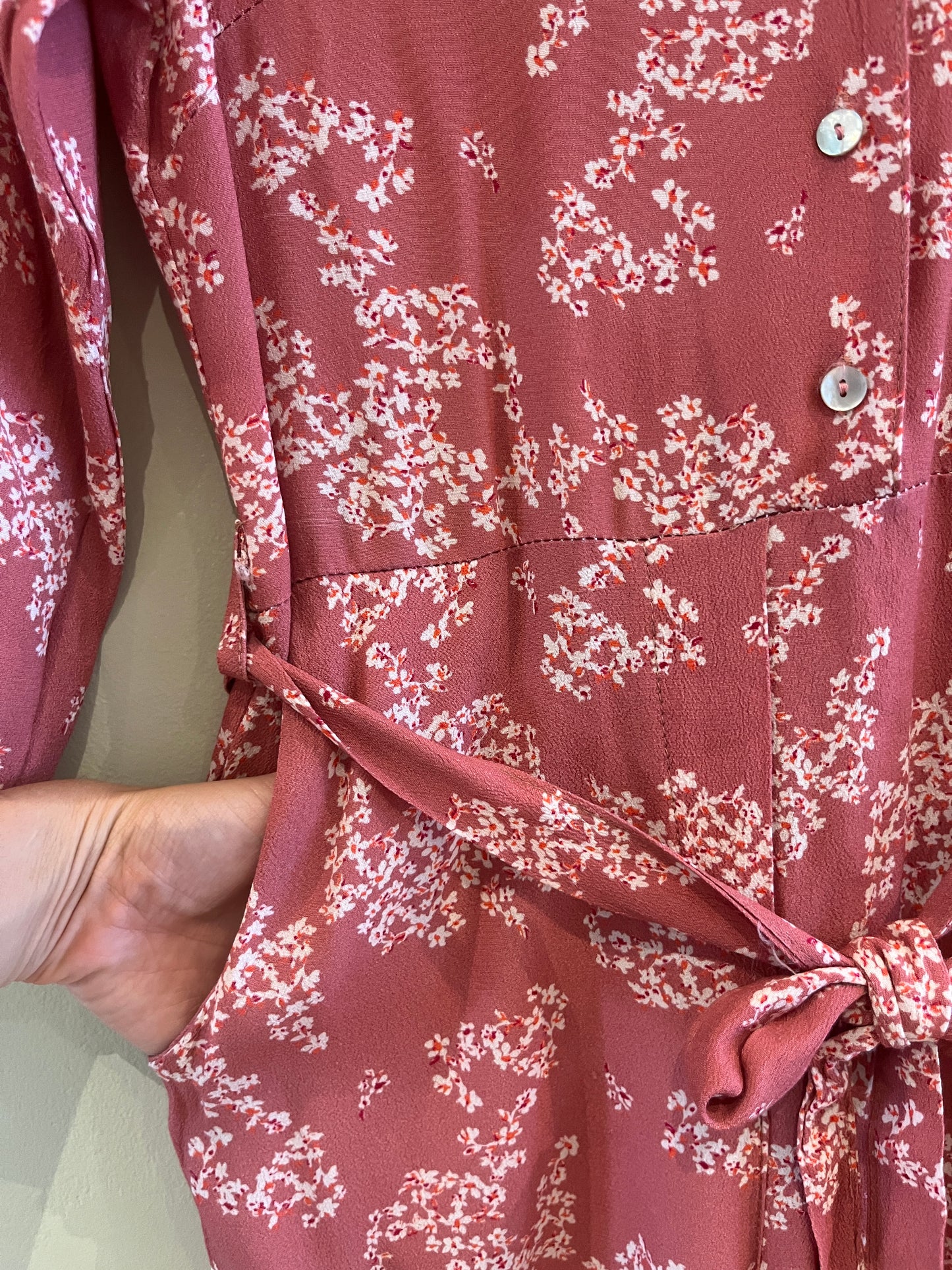 Pink Floral Jumpsuit - Size S