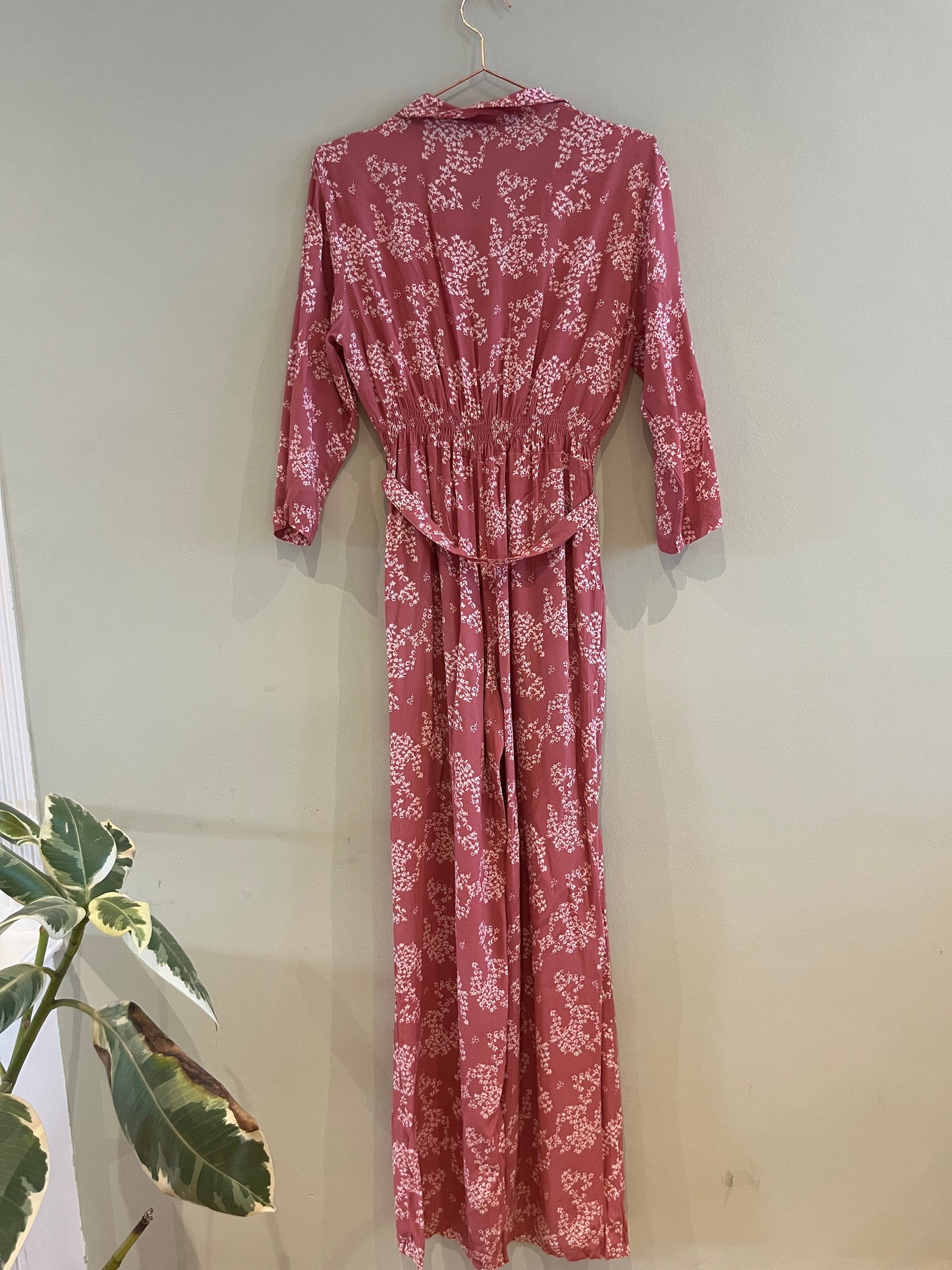 Pink Floral Jumpsuit - Size S