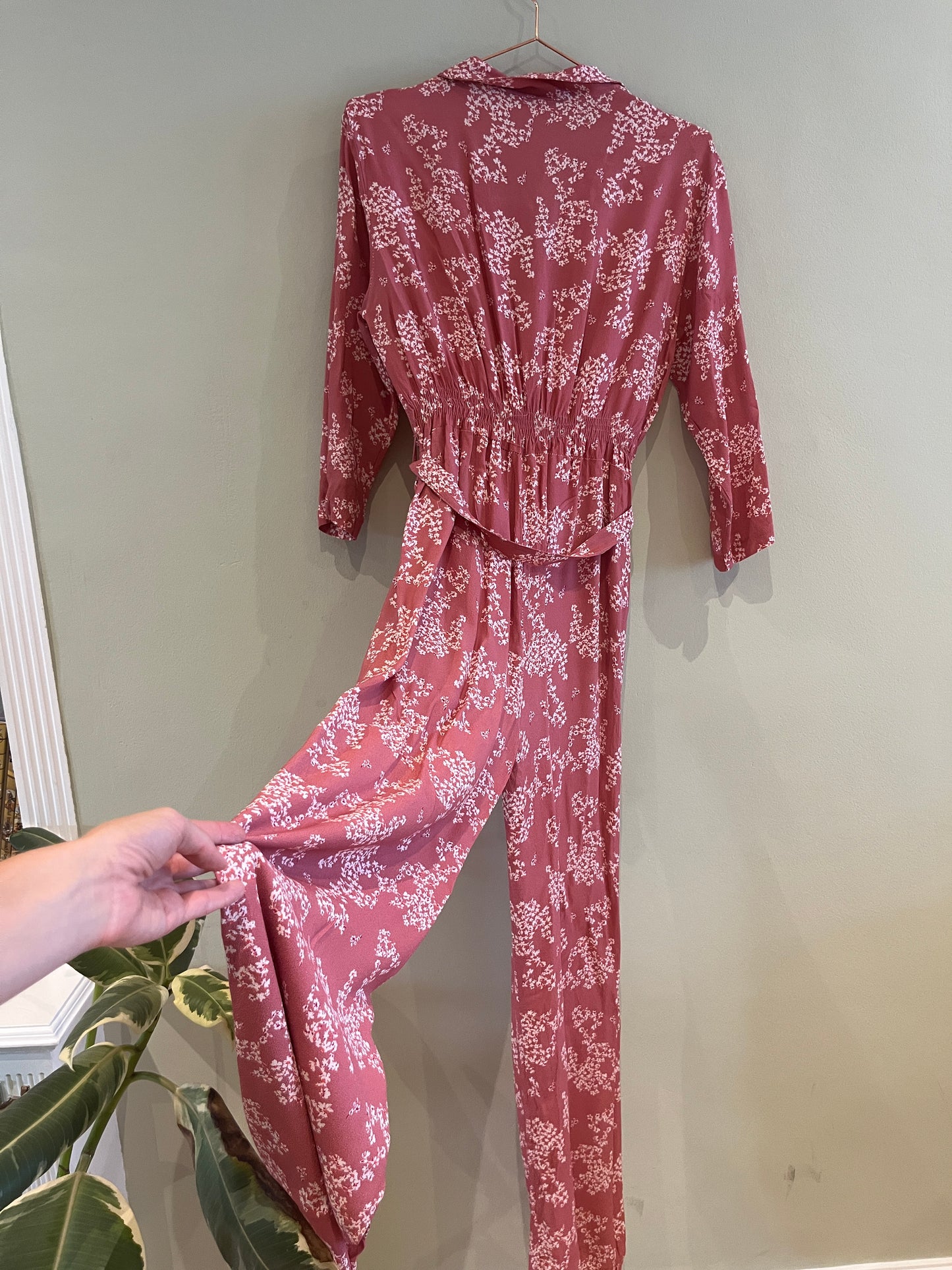 Pink Floral Jumpsuit - Size S