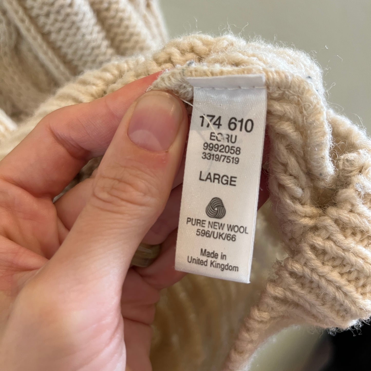 Wool Fisherman Jumper - Size L